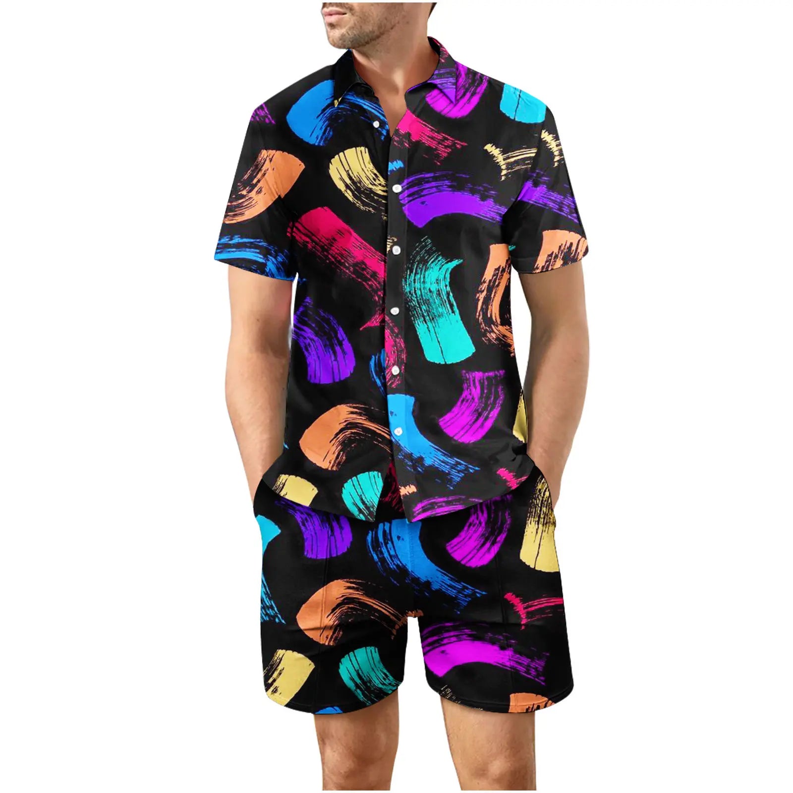 Coconut Tree 3D Print Summer Beach Shirt Men's Set Hawaii Outdoor Dress Casual Oversize Short Sleeved Shirt+shorts 2-piece Set