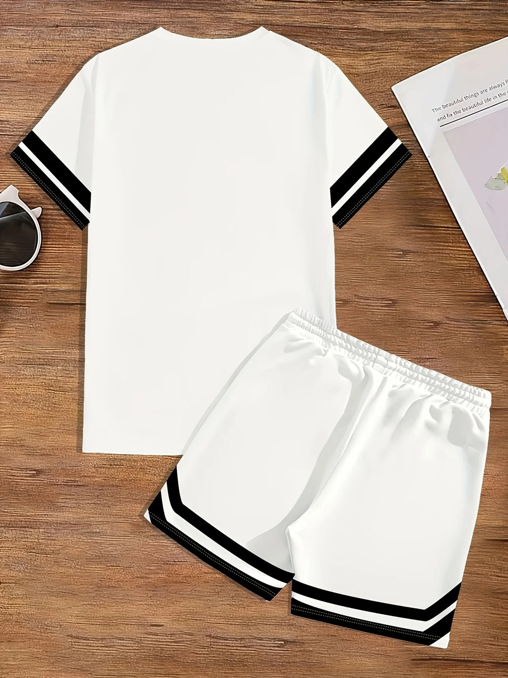 Fashionable Men's Summer Gothic Letter Printed Comfortable Breathable Round Neck T-shirt Shorts Set Outdoor Casual Clothing