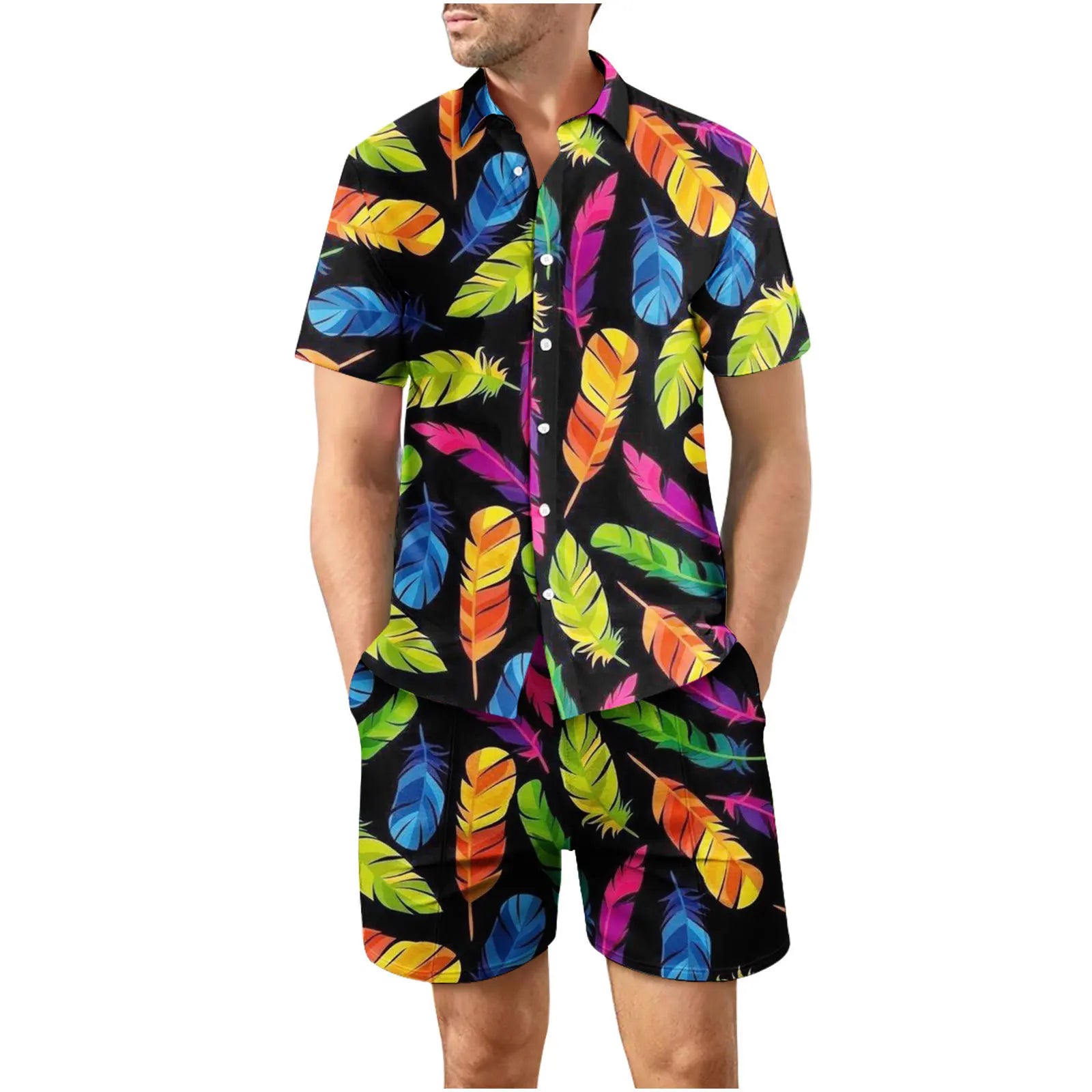 Coconut Tree 3D Print Summer Beach Shirt Men's Set Hawaii Outdoor Dress Casual Oversize Short Sleeved Shirt+shorts 2-piece Set