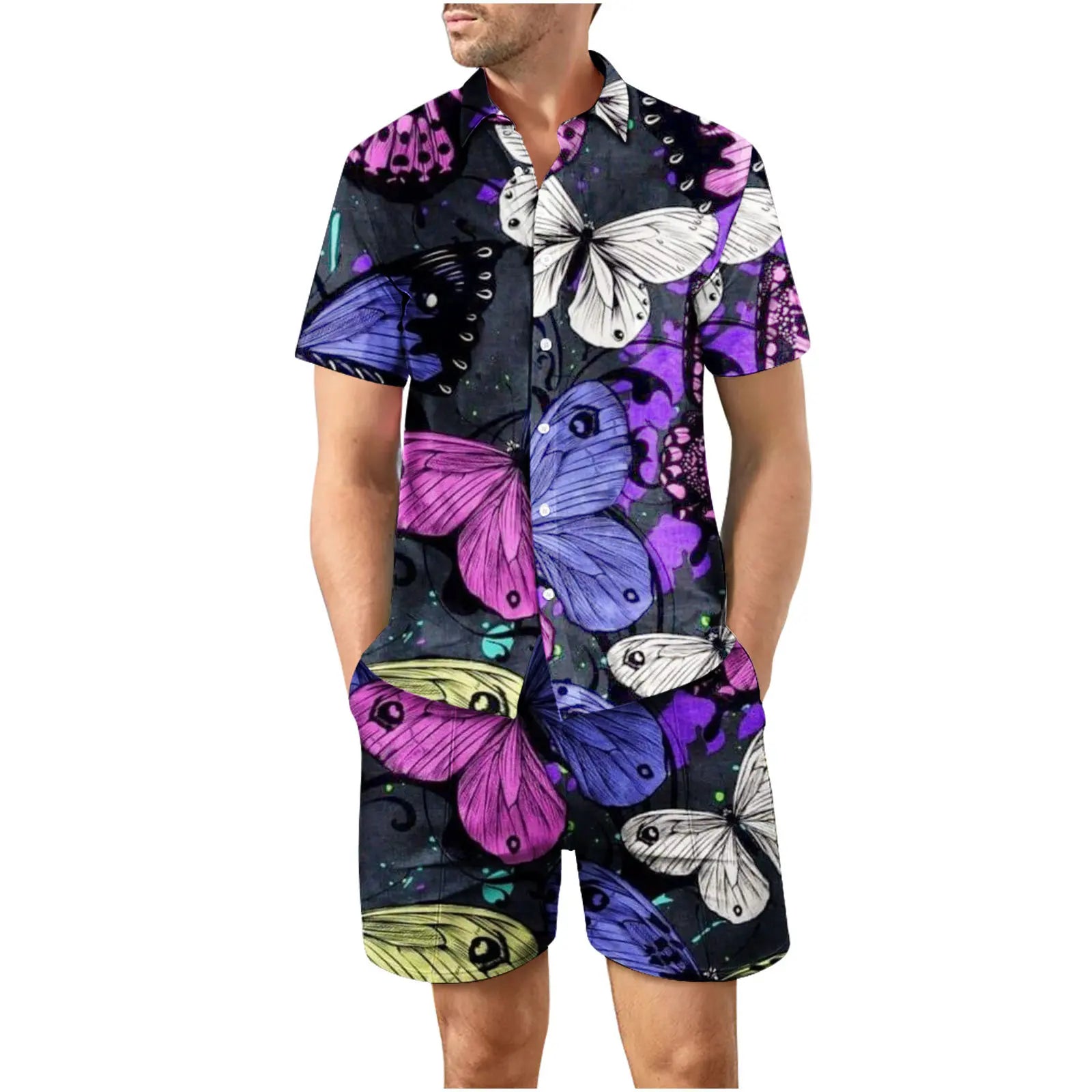 Coconut Tree 3D Print Summer Beach Shirt Men's Set Hawaii Outdoor Dress Casual Oversize Short Sleeved Shirt+shorts 2-piece Set