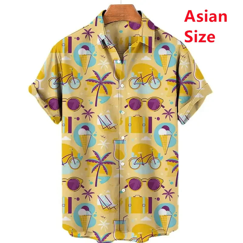 Summer Hawaiian New 3D Ice Cream Printing Shirts Men Fruits Graphic Laple Shirt Kid Fashion Funny Short Shirts Vintage Y2k Shirt
