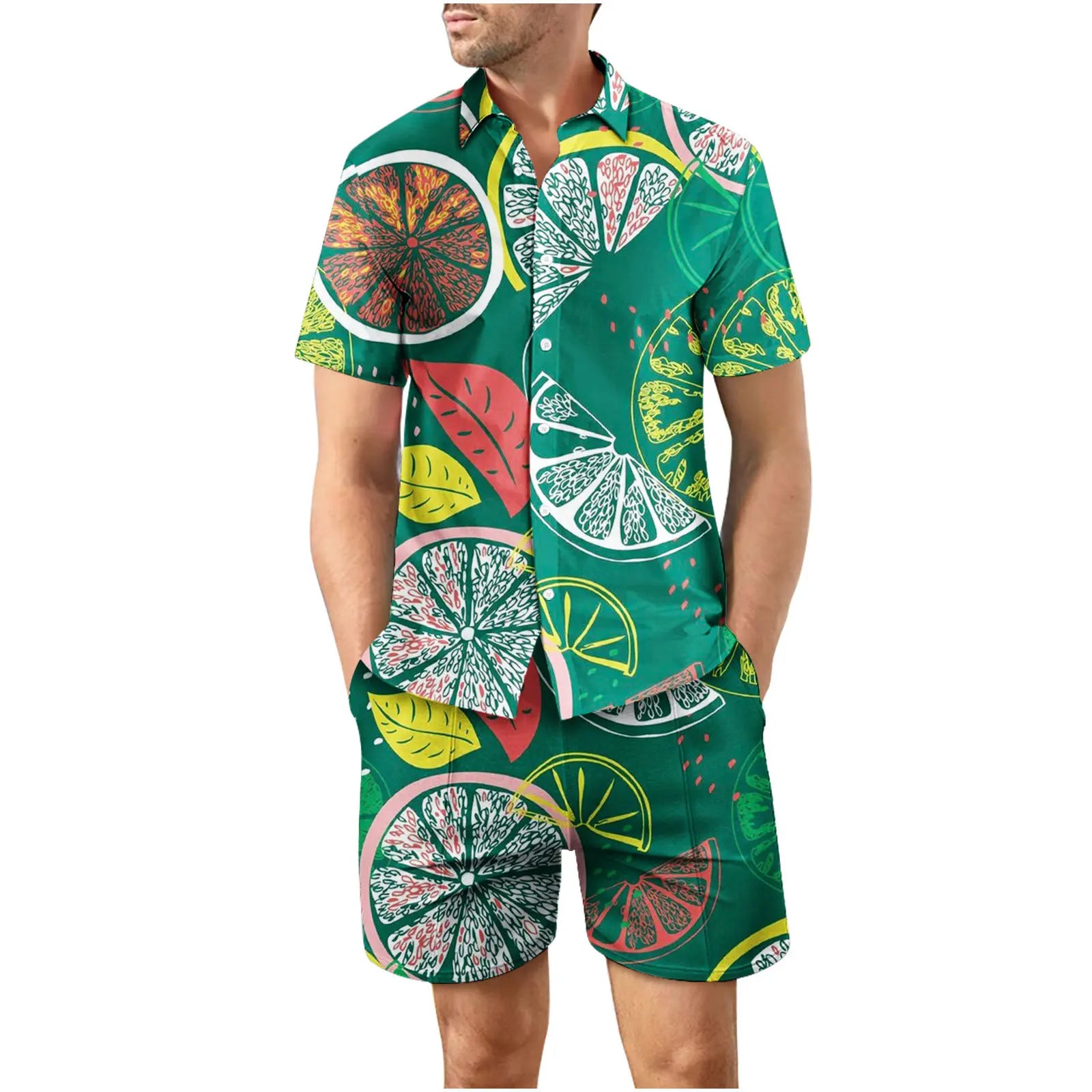 Coconut Tree 3D Print Summer Beach Shirt Men's Set Hawaii Outdoor Dress Casual Oversize Short Sleeved Shirt+shorts 2-piece Set
