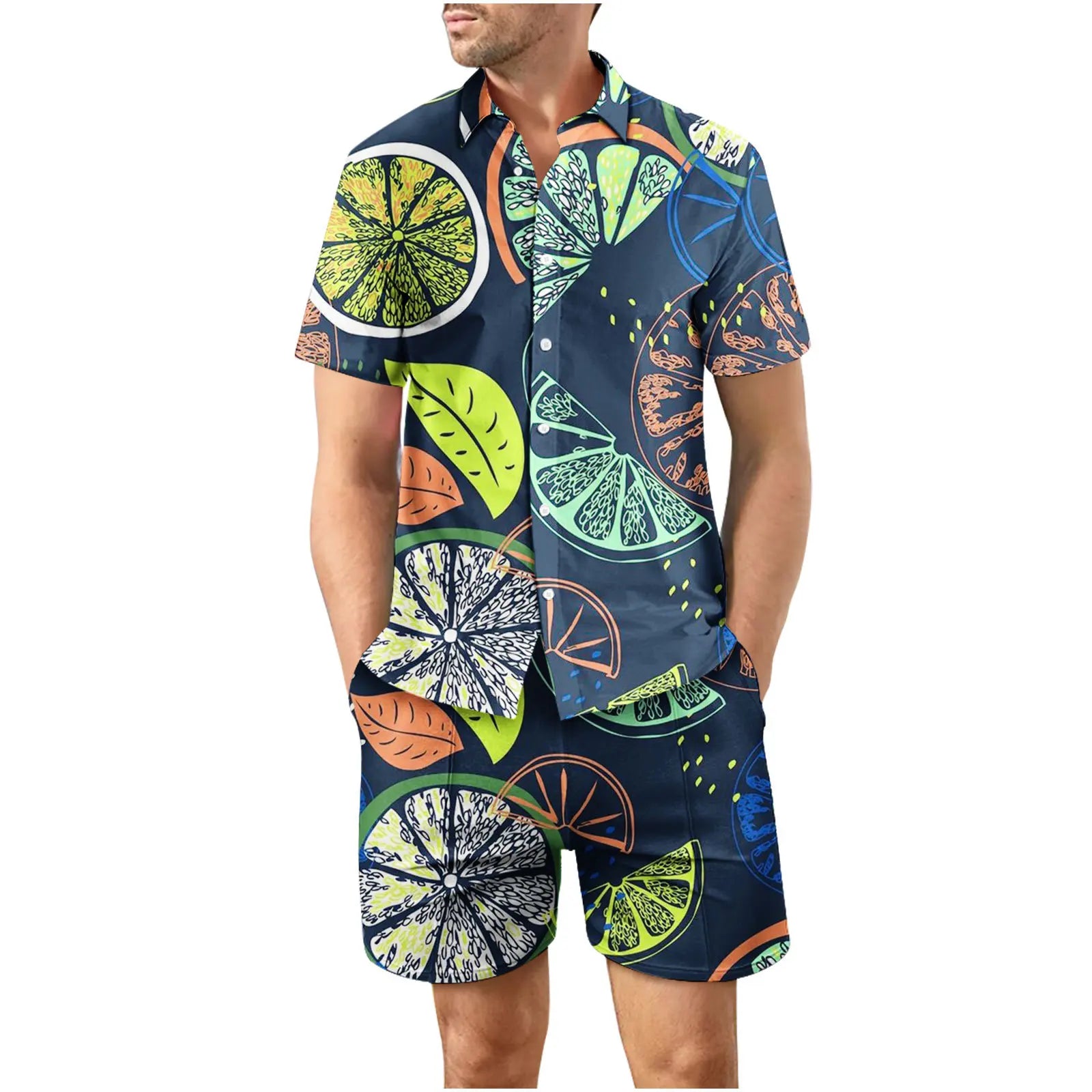 Coconut Tree 3D Print Summer Beach Shirt Men's Set Hawaii Outdoor Dress Casual Oversize Short Sleeved Shirt+shorts 2-piece Set