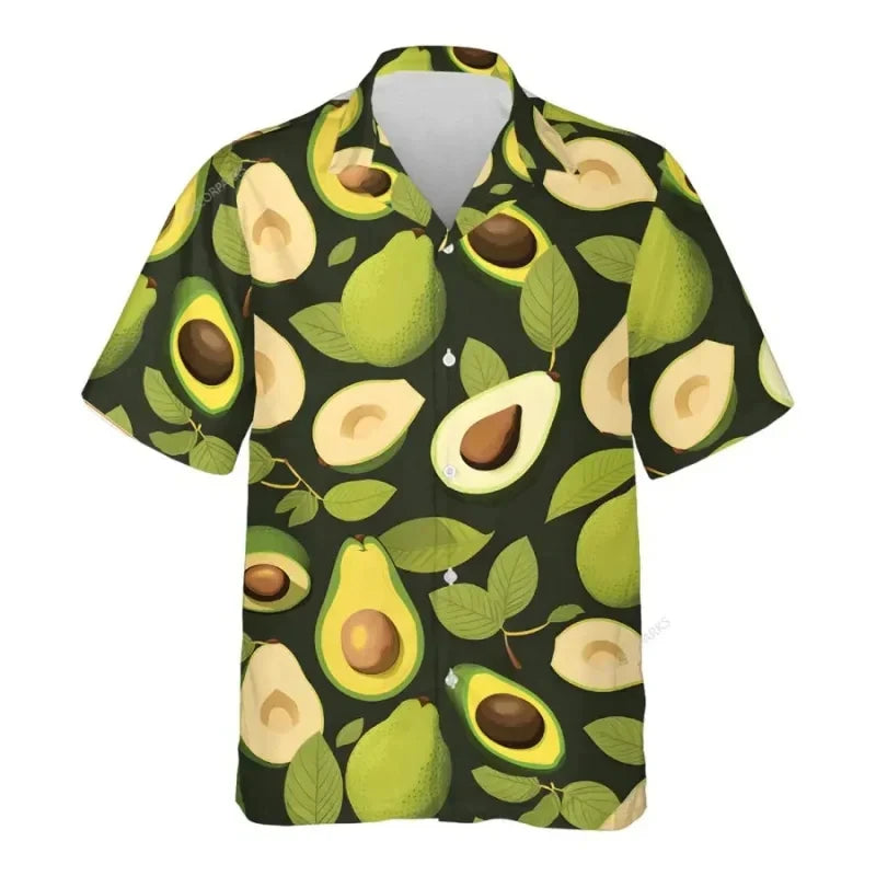 3d Print Strawberry Watermelon Hawaiian Shirts Men's Tropical Fruits Graphic Summer Beach Aloha Shirt Button Short Sleeve Blouse