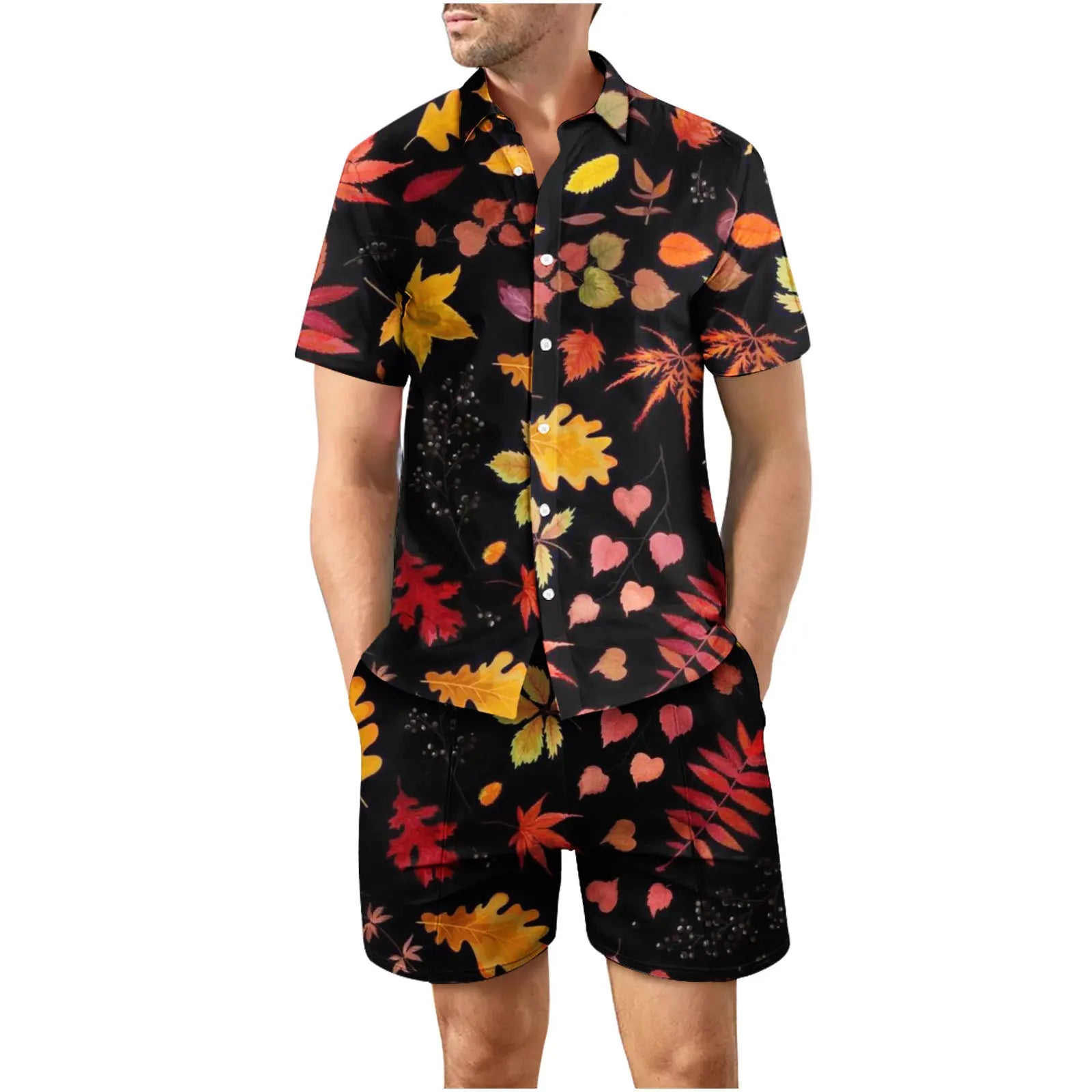 Coconut Tree 3D Print Summer Beach Shirt Men's Set Hawaii Outdoor Dress Casual Oversize Short Sleeved Shirt+shorts 2-piece Set