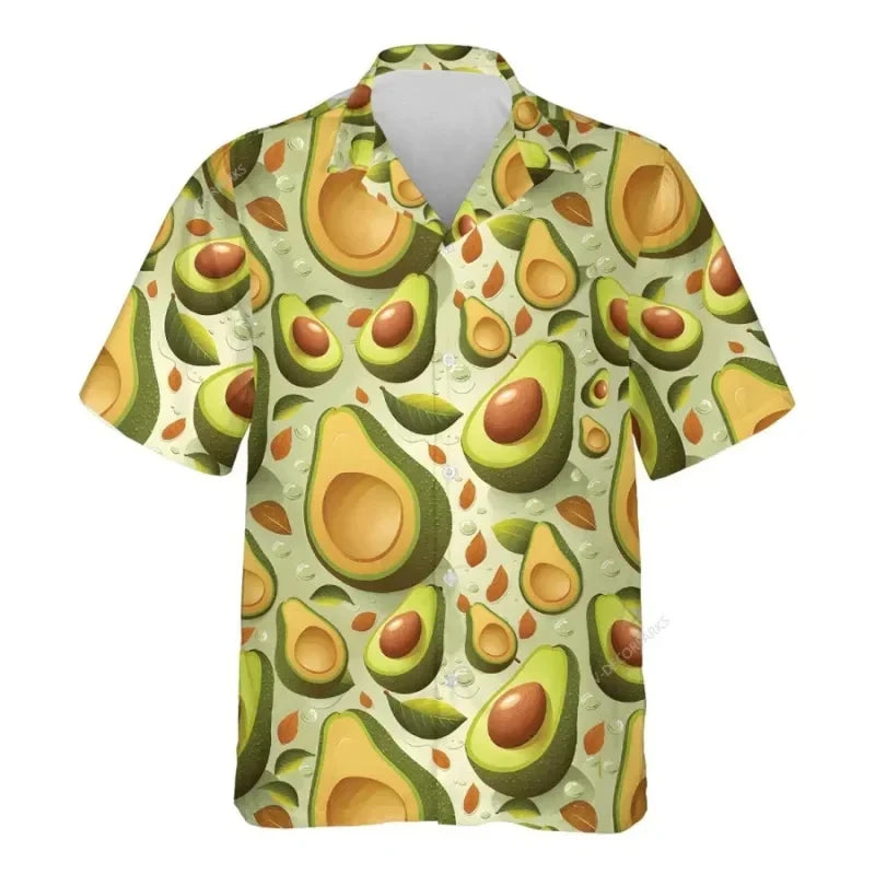 3d Print Strawberry Watermelon Hawaiian Shirts Men's Tropical Fruits Graphic Summer Beach Aloha Shirt Button Short Sleeve Blouse