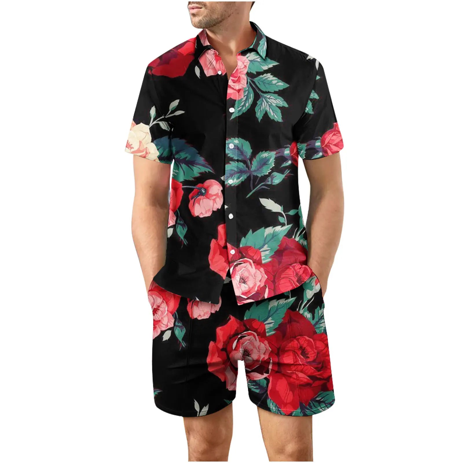Coconut Tree 3D Print Summer Beach Shirt Men's Set Hawaii Outdoor Dress Casual Oversize Short Sleeved Shirt+shorts 2-piece Set