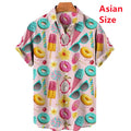 Summer Hawaiian New 3D Ice Cream Printing Shirts Men Fruits Graphic Laple Shirt Kid Fashion Funny Short Shirts Vintage Y2k Shirt