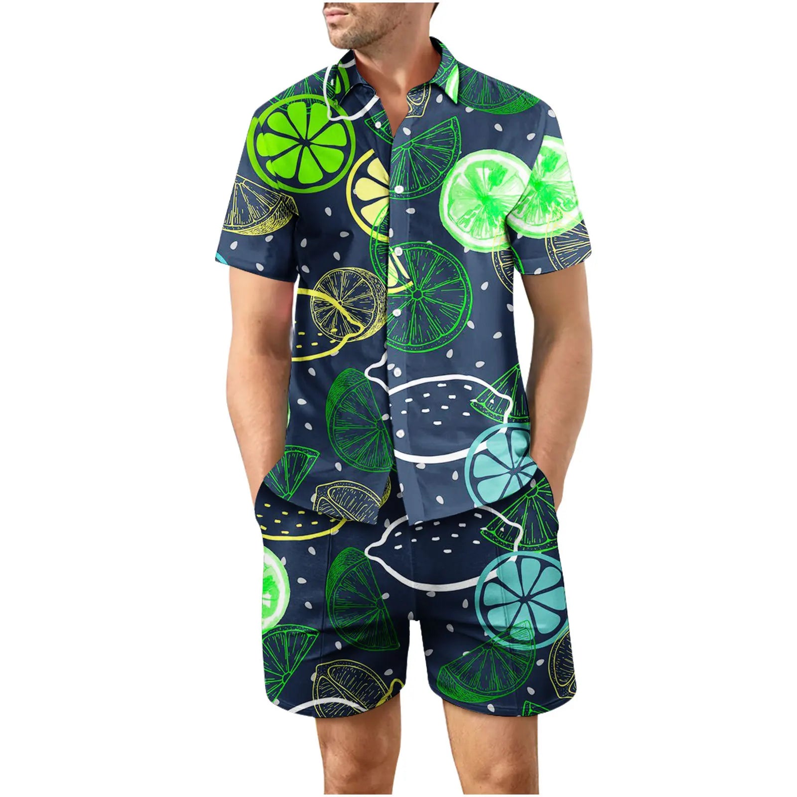 Coconut Tree 3D Print Summer Beach Shirt Men's Set Hawaii Outdoor Dress Casual Oversize Short Sleeved Shirt+shorts 2-piece Set
